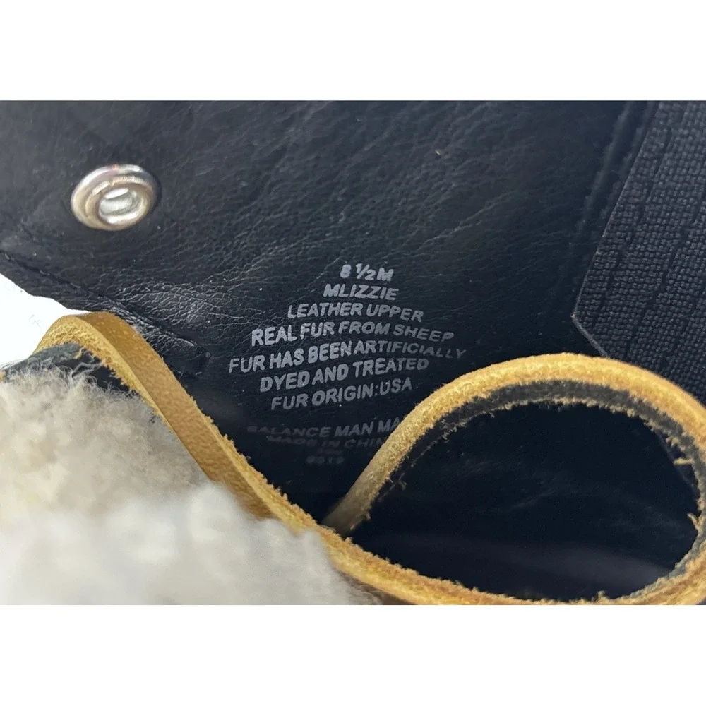 Marc Fisher W-8.5M Lizzie Black Leather & Sheepkin Lugsole Ankle‎ Boots